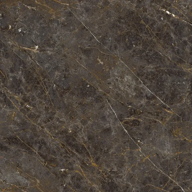 Golden Black Marble Effect Italian Large Polished Porcelain Tile 120x120cm