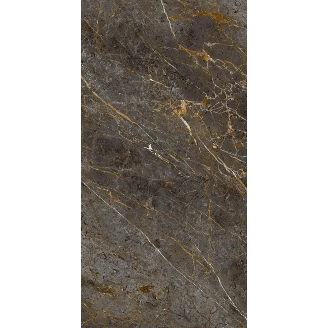Golden Black Marble Effect Italian Large Polished Porcelain Tile 120x60cm