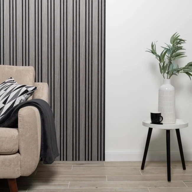 Trepanel Design® Silver on Dark Grey Felt Multi-Width Acoustic Wall Panels