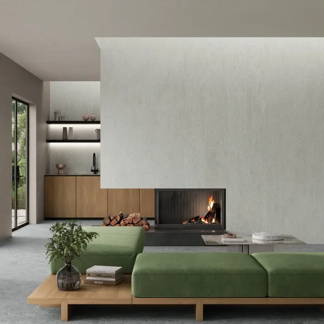 Dama Light Grey Stone Effect Large Matt Porcelain Slab 280x120cm