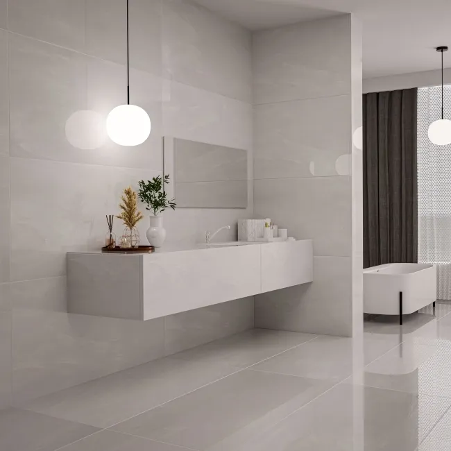 Prescious Grey Onyx Marble Effect Large Polished Porcelain Tile 120x60cm