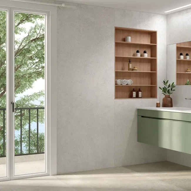 Cluny White Stone Effect Large Matt Porcelain Slab 275x100cm