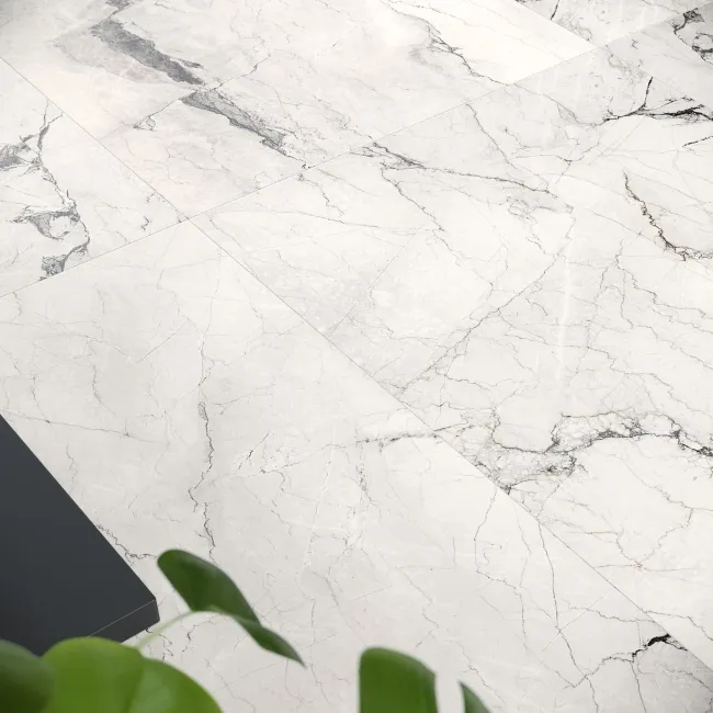 Camouflage White Marble Effect Italian Large Honed Porcelain Tile 120x60cm