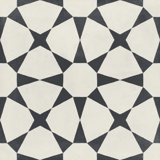 Cuban White Star Patterned Matt Porcelain Tile 22.3x22.3cm