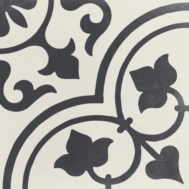 Cuban White Ornate Patterned Matt Porcelain Tile 22.3x22.3cm