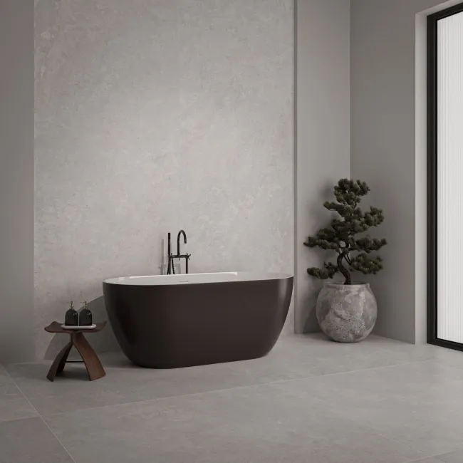 Linen White Travertine Effect Large Matt Porcelain Slab 275x100cm