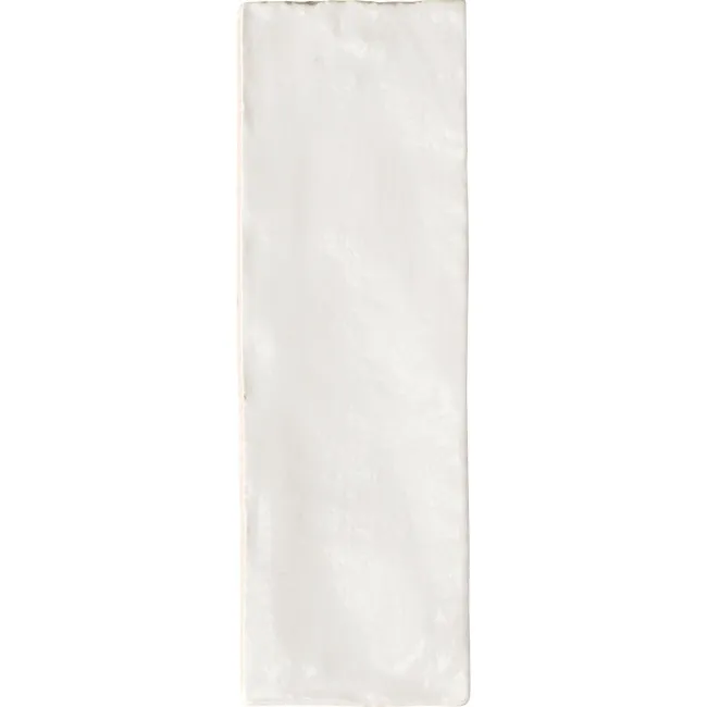 Riad White Brick Effect Gloss Ceramic Wall Tile 20x6.5cm