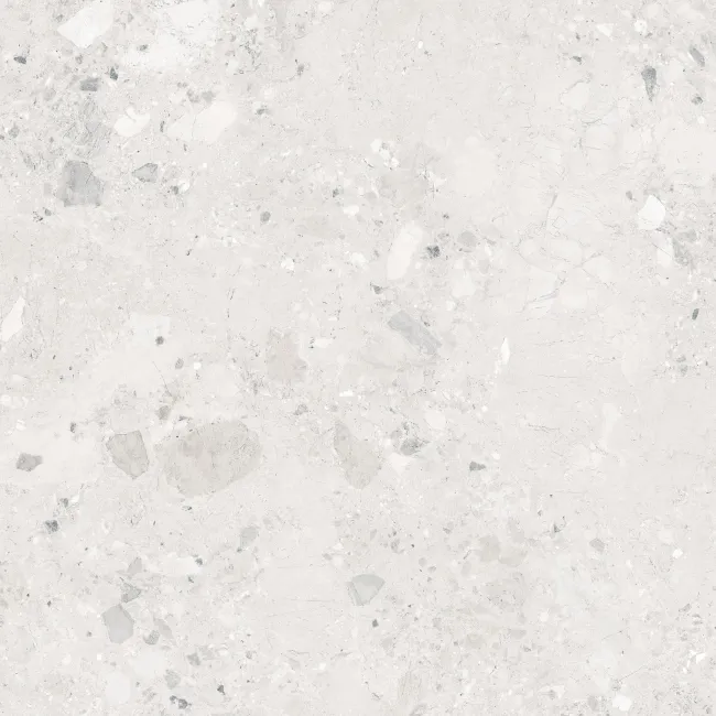 Ura White Terrazzo Effect Large Matt Porcelain Tile 120x120cm