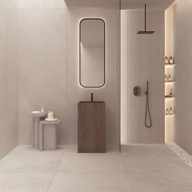 Piemonte Taupe Stone Effect Structured Decor Porcelain Slab 275x100cm