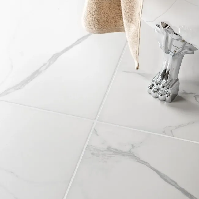 Carrara White Matt Marble Porcelain Tile 60.4x60.4cm