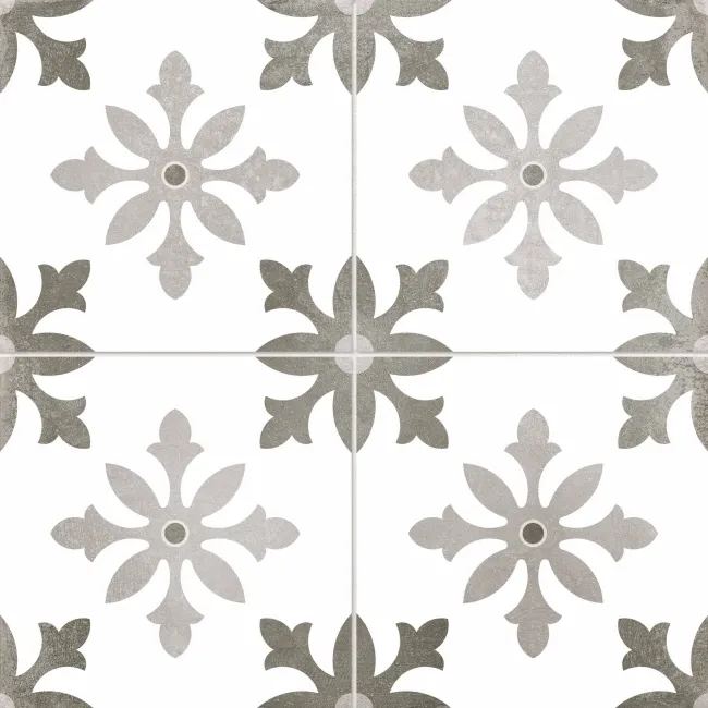 Cornwall Grey Patterned Matt Ceramic Tile 45x45cm