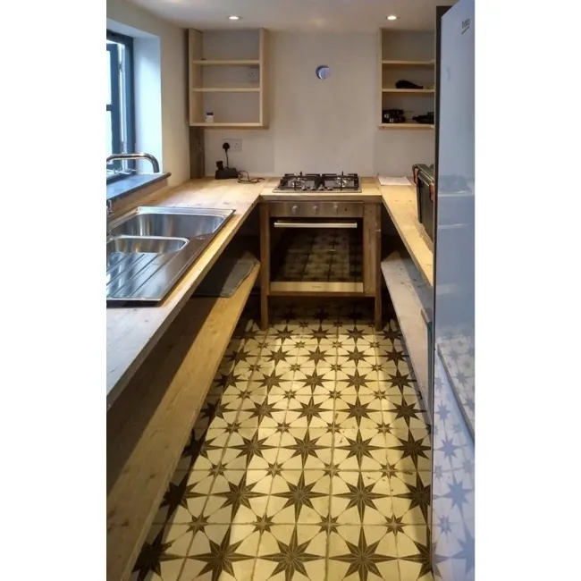 Metropolis Star Patterned Black Ceramic Tile 45x45cm