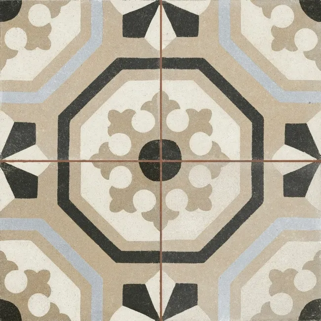 Osborne Grey Victorian Patterned Matt Ceramic Floor Tile 45x45cm