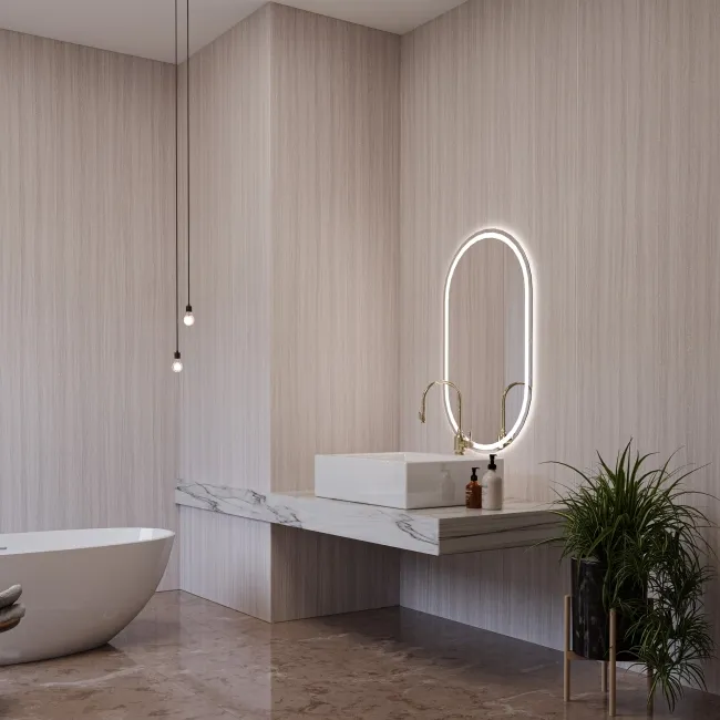 TrueTouch Grey Travertine Effect Composite Wall Panels