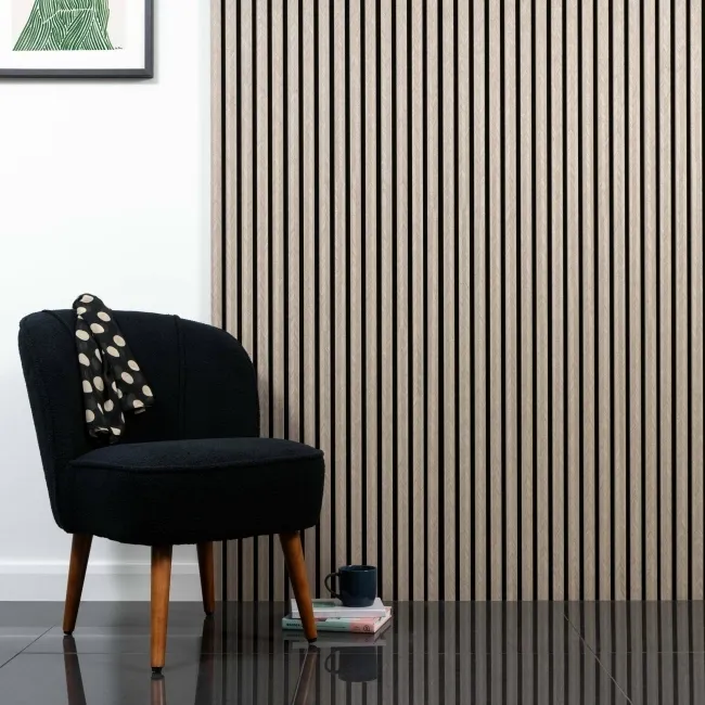 Trepanel® Chevron Hessian Beige Acoustic Wood Wall Panels