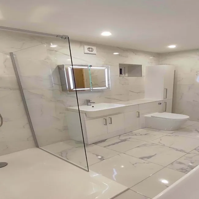 Carrara White Gloss Marble Effect Vitrified Ceramic Tile 60x30cm