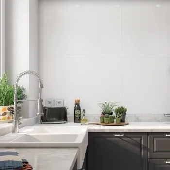 Flat White Matt Ceramic Wall Tile 90x30cm