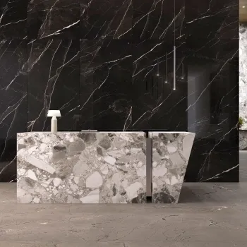 Sublime Black Marble Effect Large Polished Porcelain Slab 275x100cm