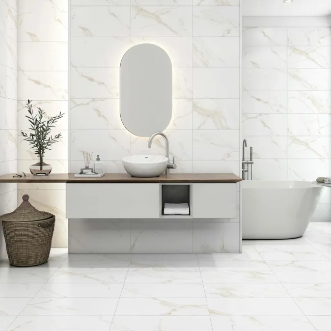 Carrara Gold Matt Marble Effect Porcelain Tile 60x30cm