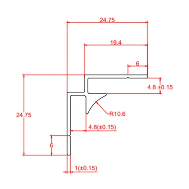 4.5mm TrueTouch Brushed Matt Silver Internal Corner Trim